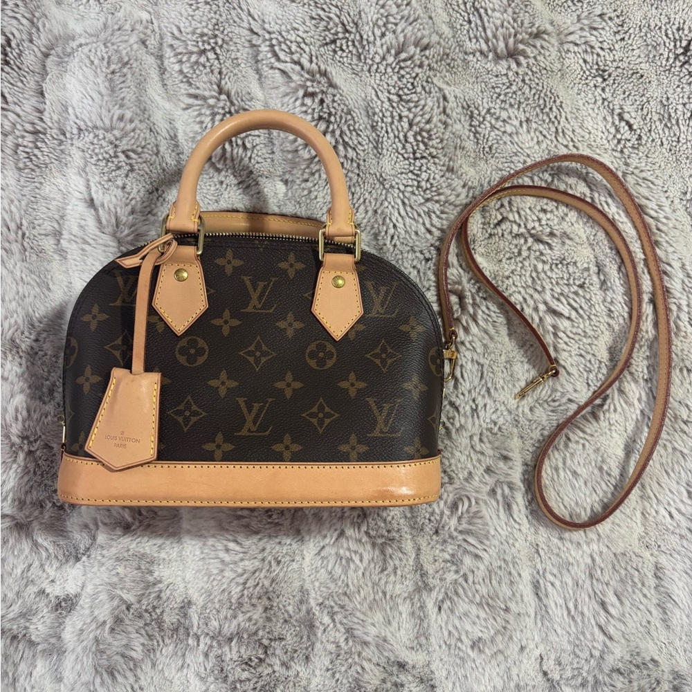 Louis Vuitton Mini Alma Satchel in Monogram Canvas with Natural Vachetta Trim